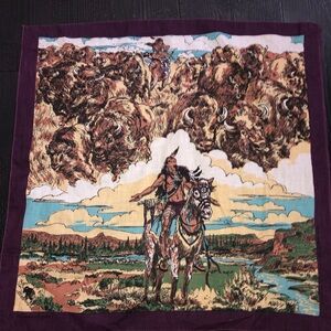 Arvale‎ Rogers Eagle Chief Buffalo Roams Handkerchief Indian  Bandanna Vintage
